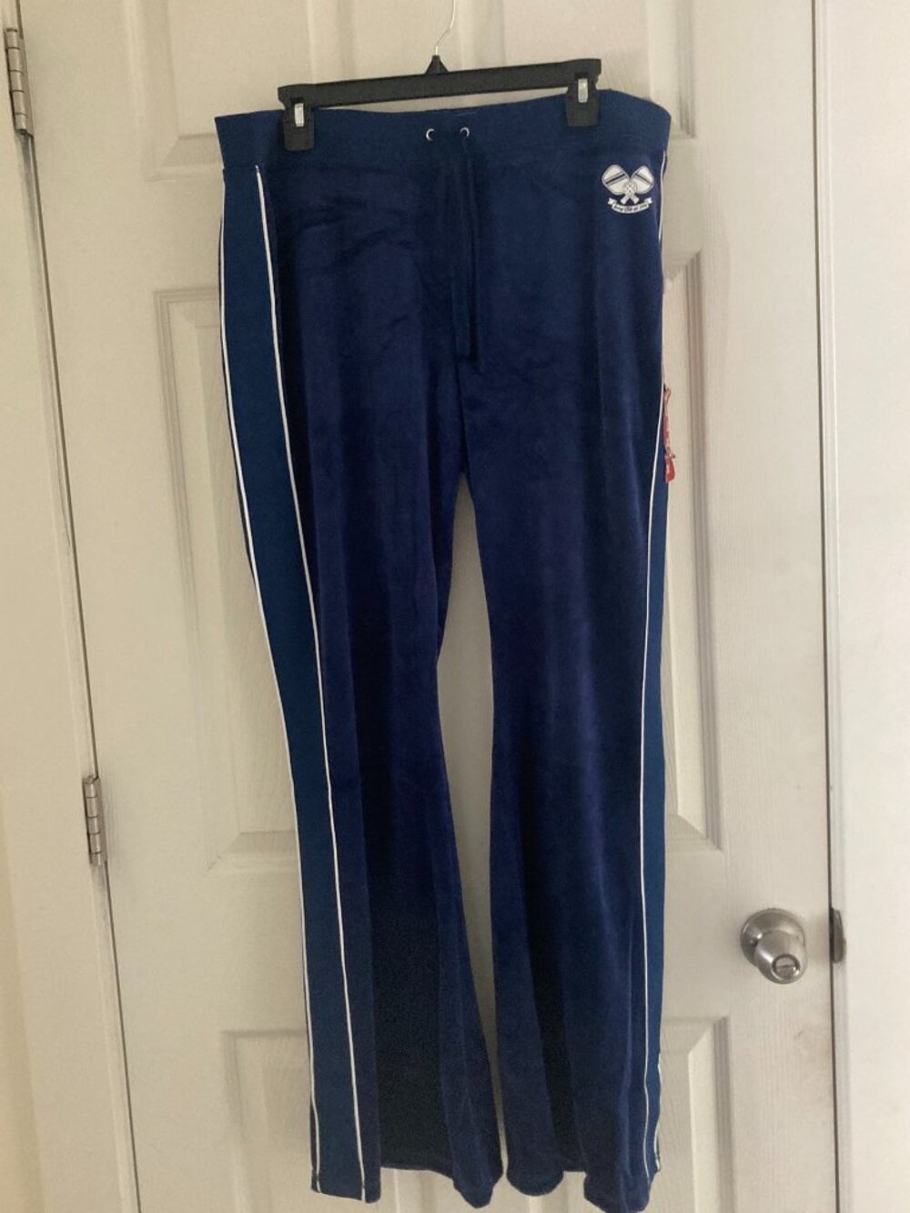 NWT Juicy Couture Navy Blue Cotton Velour Track Pants - XL